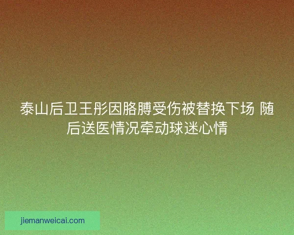 泰山后卫王彤因胳膊受伤被替换下场 随后送医情况牵动球迷心情