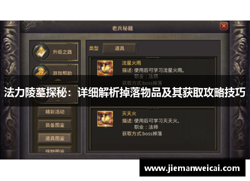 法力陵墓探秘：详细解析掉落物品及其获取攻略技巧